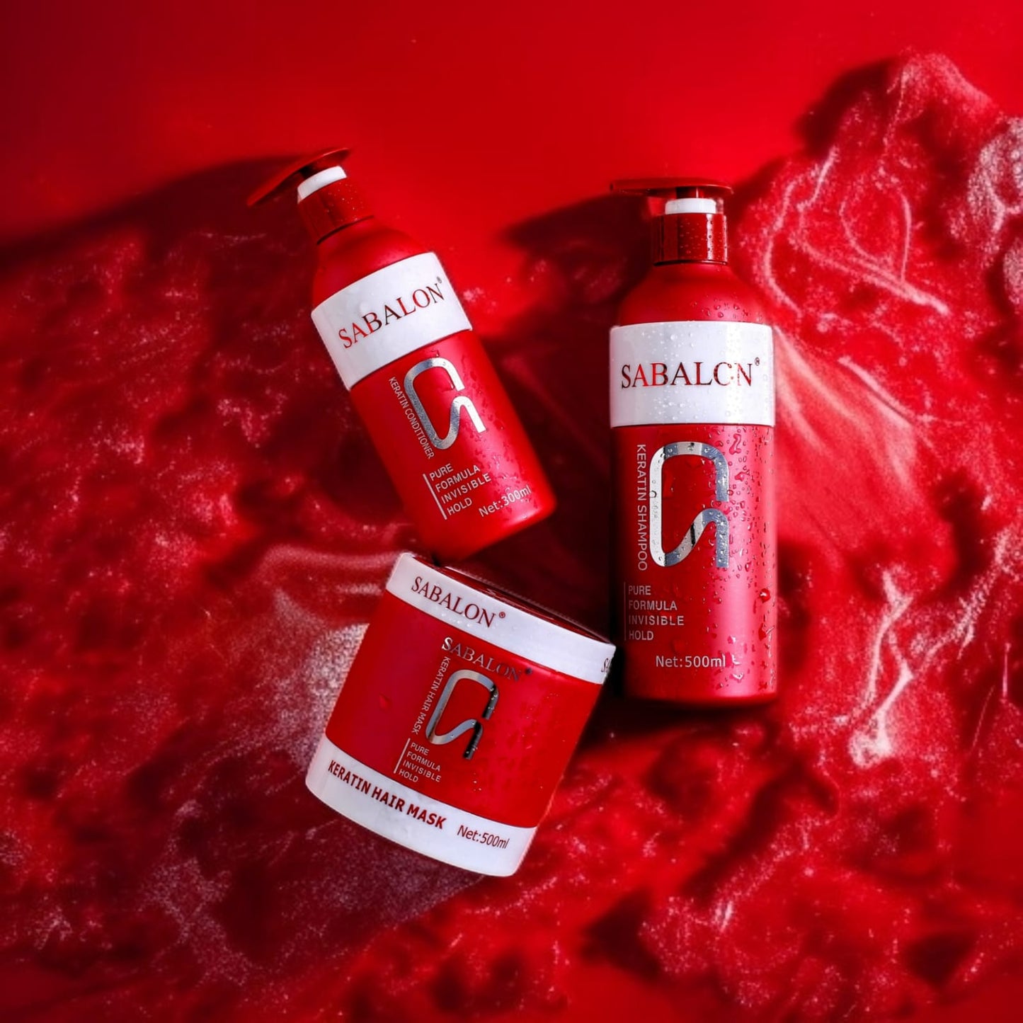 Sabalon 3-in-1 Keratin Hair Care Set – Shampoo 500ml, Conditioner 300ml & Hair Mask 500ml